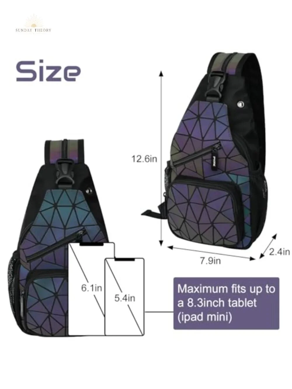 PU Leather Geometric Backpack Luminous Flash Reflective Crossbody Bag